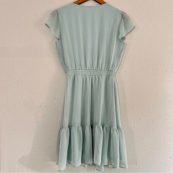 🦋 LC Lauren Conrad Mint Green V-Neck Short Sleeve Mini Dress XS - Picture 4 of 6